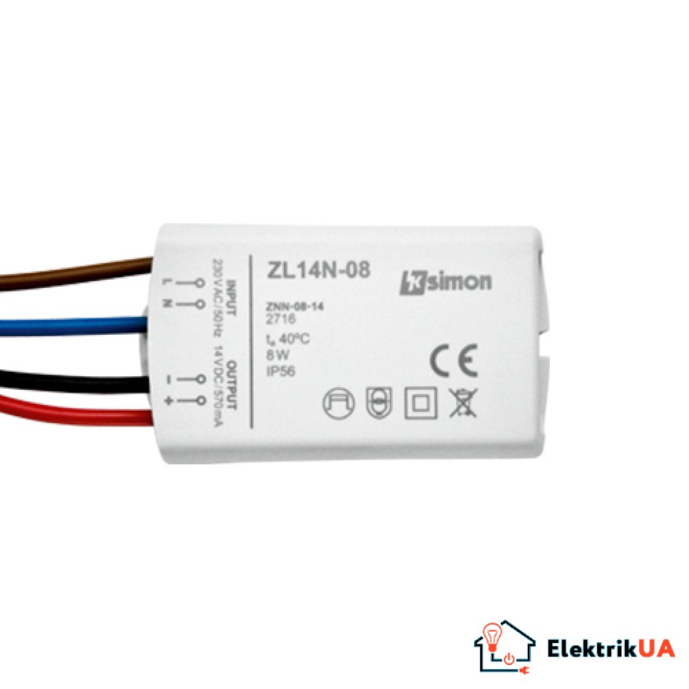 Блок живлення для LED світильників Simon Premium 14 В, 15 Вт (ZL14N-15)